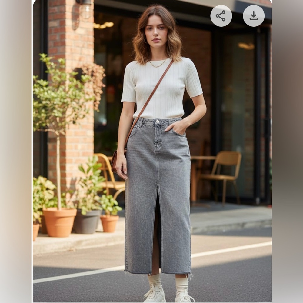 Topshop Gray Maxi Skirt